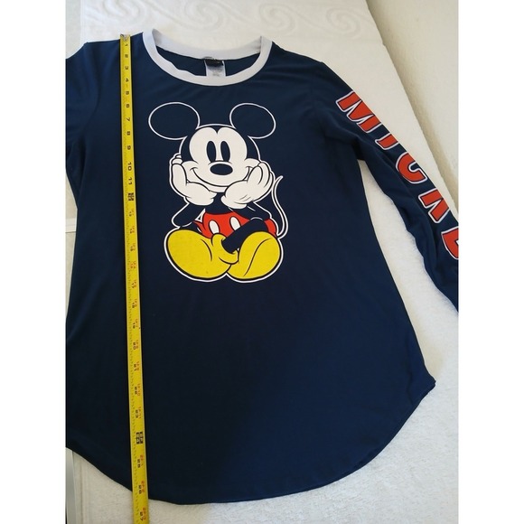 Disney Mickey Mouse Graphic Long Sleeve T-Shirt Top Women's Small Navy - Picture 6 of 13